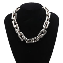 Load image into Gallery viewer, Twisted Gothic Punk Chain Necklace Hip Hop Chunky Thick Square Link Necklace
