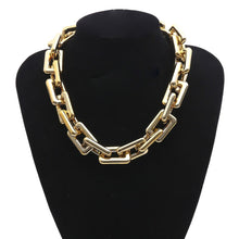 Load image into Gallery viewer, Twisted Gothic Punk Chain Necklace Hip Hop Chunky Thick Square Link Necklace
