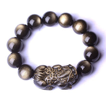 Load image into Gallery viewer, Handcrafted Natural Golden Obsidian Beaded Piyao Charm Brave Bracelet
