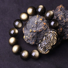 Load image into Gallery viewer, Handcrafted Natural Golden Obsidian Beaded Piyao Charm Brave Bracelet
