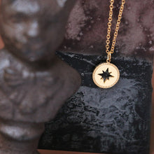 Load image into Gallery viewer, Byzantine Vintage Compass Pendant Necklace Clavicle Chain Titanium Steel Plated 18K Gold
