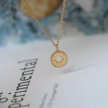 Load image into Gallery viewer, Byzantine Vintage Compass Pendant Necklace Clavicle Chain Titanium Steel Plated 18K Gold
