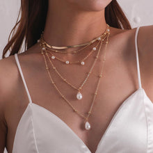 Load image into Gallery viewer, Bohemian Multilayer Chain Pearl Beads Charm Pendant Choker Necklace
