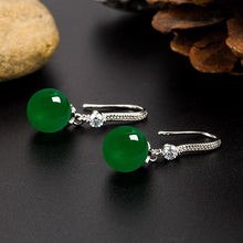 Load image into Gallery viewer, Lokaloca Natural Chalcedony Jade Zircon 925 Silver Jewelry Earrings
