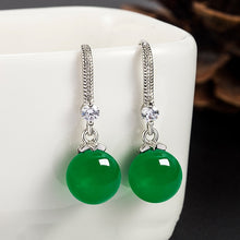 Load image into Gallery viewer, Lokaloca Natural Chalcedony Jade Zircon 925 Silver Jewelry Earrings
