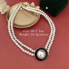 Load image into Gallery viewer, Handmade Byzatine Design Double Layer Pearl Beaded Pendant Choker Necklace
