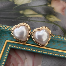 Load image into Gallery viewer, Handmade Heart Shaped Pearl Stud Earrings
