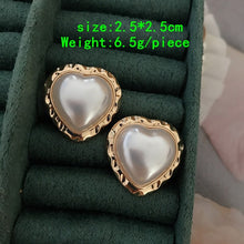 Load image into Gallery viewer, Handmade Heart Shaped Pearl Stud Earrings
