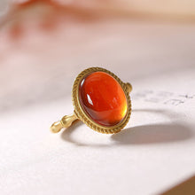 Load image into Gallery viewer, Independent Design Vintage Natural Garnet Retro Opening Ring Elegant Ladies Silver Jewelry
