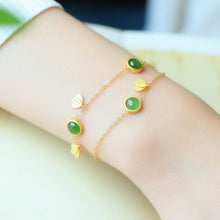 Load image into Gallery viewer, Independent Design Craftsmanship Inlaid Natural Fine Jade Tassel Bracelet Silver Jewelry
