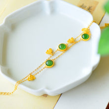 Load image into Gallery viewer, Independent Design Craftsmanship Inlaid Natural Fine Jade Tassel Bracelet Silver Jewelry
