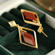 Load image into Gallery viewer, Independent Design Craftsmanship Inlaid Southern Red Agate Earrings Ladies Jewelry
