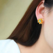 Load image into Gallery viewer, Independent Design Ancient Golden Craftsmanship Inlaid Turquoise Earrings Elegant Ladies Earrings
