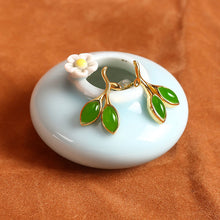 Load image into Gallery viewer, Lokaloca Natural Fine Jade Leaves Shape Elegant Earrings
