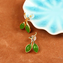 Load image into Gallery viewer, Lokaloca Natural Fine Jade Leaves Shape Elegant Earrings
