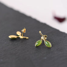 Load image into Gallery viewer, Lokaloca Natural Fine Jade Leaves Shape Elegant Earrings
