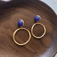 Load image into Gallery viewer, Independent Design Inlaid Lapis Lazuli Earrings Ladies Silver Jewelry
