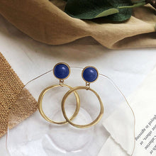 Load image into Gallery viewer, Independent Design Inlaid Lapis Lazuli Earrings Ladies Silver Jewelry
