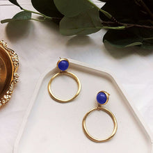 Load image into Gallery viewer, Independent Design Inlaid Lapis Lazuli Earrings Ladies Silver Jewelry
