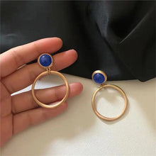 Load image into Gallery viewer, Independent Design Inlaid Lapis Lazuli Earrings Ladies Silver Jewelry
