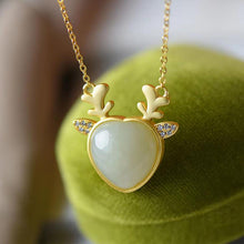 Load image into Gallery viewer, Lokaloca Fine Jade Heart-shaped Elk Pendant Necklace
