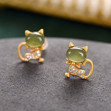 Load image into Gallery viewer, Independent Design Natural Fine Jade Cat Exquisite Elegant Ladies Earrings
