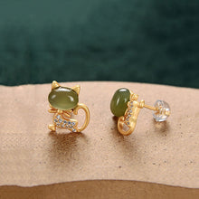 Load image into Gallery viewer, Independent Design Natural Fine Jade Cat Exquisite Elegant Ladies Earrings
