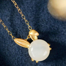 Load image into Gallery viewer, Independent Design Natural Fine White Jade Rabbit Necklace Pendant Cute Elegant Charm Ladies Silver Jewelry
