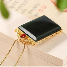 Load image into Gallery viewer, Independent Design Natural Fine Jade Green Square Necklace Pendant Retro Luxury Ladies Silver Jewelry
