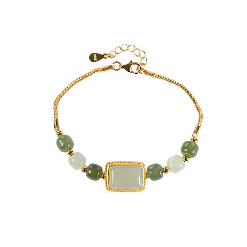 Lokaloca Natural Fine Jade Beaded Ladies Charm Bracelet