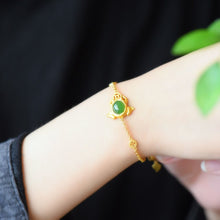 Load image into Gallery viewer, Lokaloca Natural Fine Jade Inlaid Golden Frog Bracelet
