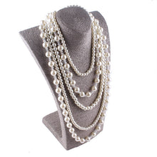 Load image into Gallery viewer, Luxury Design Multi Layers White Pearl Beaded Necklace for Ladies
