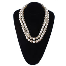 Load image into Gallery viewer, Double Strands Big Size White Round Pearl Beaded Necklace for Ladies
