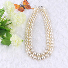 Load image into Gallery viewer, Double Strands Big Size White Round Pearl Beaded Necklace for Ladies
