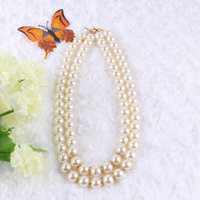 Load image into Gallery viewer, Double Strands Big Size White Round Pearl Beaded Necklace for Ladies
