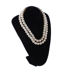 Load image into Gallery viewer, Double Strands Big Size White Round Pearl Beaded Necklace for Ladies
