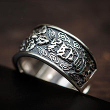 Load image into Gallery viewer, Tibetan Designers Hand-carved Thai Silver Open Ring Unique Craftsmanship Bohemian Charm Men&#39;s Jewelry
