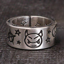 Load image into Gallery viewer, Original Design Smiling Devil Thai Silver Open Ring Bohemian Hip Hop Accessories
