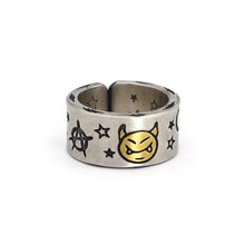 Load image into Gallery viewer, Original Design Smiling Devil Thai Silver Open Ring Bohemian Hip Hop Accessories
