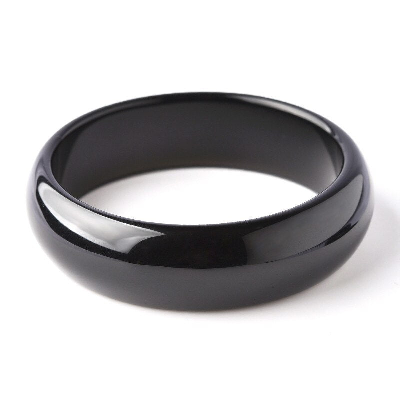 Handcrafted Luxury Natural Translucent Black Obsidian Bracelet Bangle