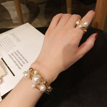 Load image into Gallery viewer, Luxury Ethnic Pearl Beads Open Rings Bracelet Bangle For Women
