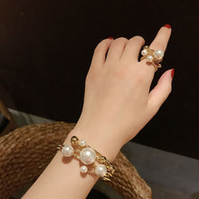 Load image into Gallery viewer, Luxury Ethnic Pearl Beads Open Rings Bracelet Bangle For Women
