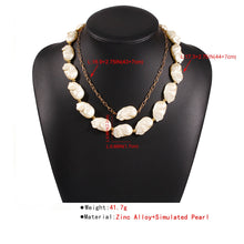 Load image into Gallery viewer, 2Pcs/Set 2 Layer Baroque Irregular Pearl Charm Choker Necklace
