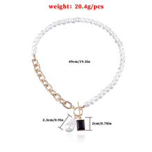 Load image into Gallery viewer, Somnambulist Half Chain Half Baroque Pearl Black Agate Pendant Necklace
