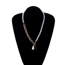 Load image into Gallery viewer, Somnambulist Half Chain Half Baroque Pearl Black Agate Pendant Necklace
