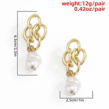 Load image into Gallery viewer, Luxury Baroque Irregular Pearl Drop Cuban Link Earrings for Women
