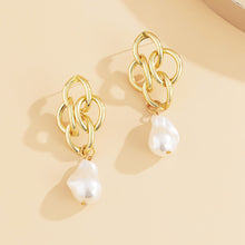 Load image into Gallery viewer, Luxury Baroque Irregular Pearl Drop Cuban Link Earrings for Women
