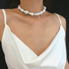 Load image into Gallery viewer, Minimalist Baroque Irregular Pearl Beaded Choker Necklace
