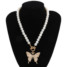 Load image into Gallery viewer, Designer Pearl Beaded Bling Crystal Butterfly Pendant Necklaces for Women
