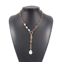 Load image into Gallery viewer, limerence Link Chain Broque Pearl Pendant Choker Necklace
